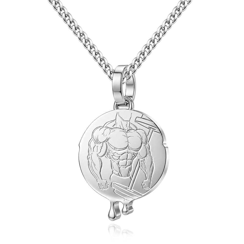 Train Hard Sweat Coin Necklace – Titanium Steel Gym Pendant RAWNESS® | Where Fitness Meets Fashion