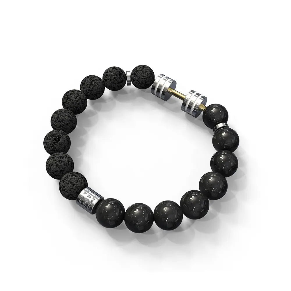 RAWNESS Bracelet Lava Stone & White Turquoise Bead Mini Dumbbell - RAWNESS