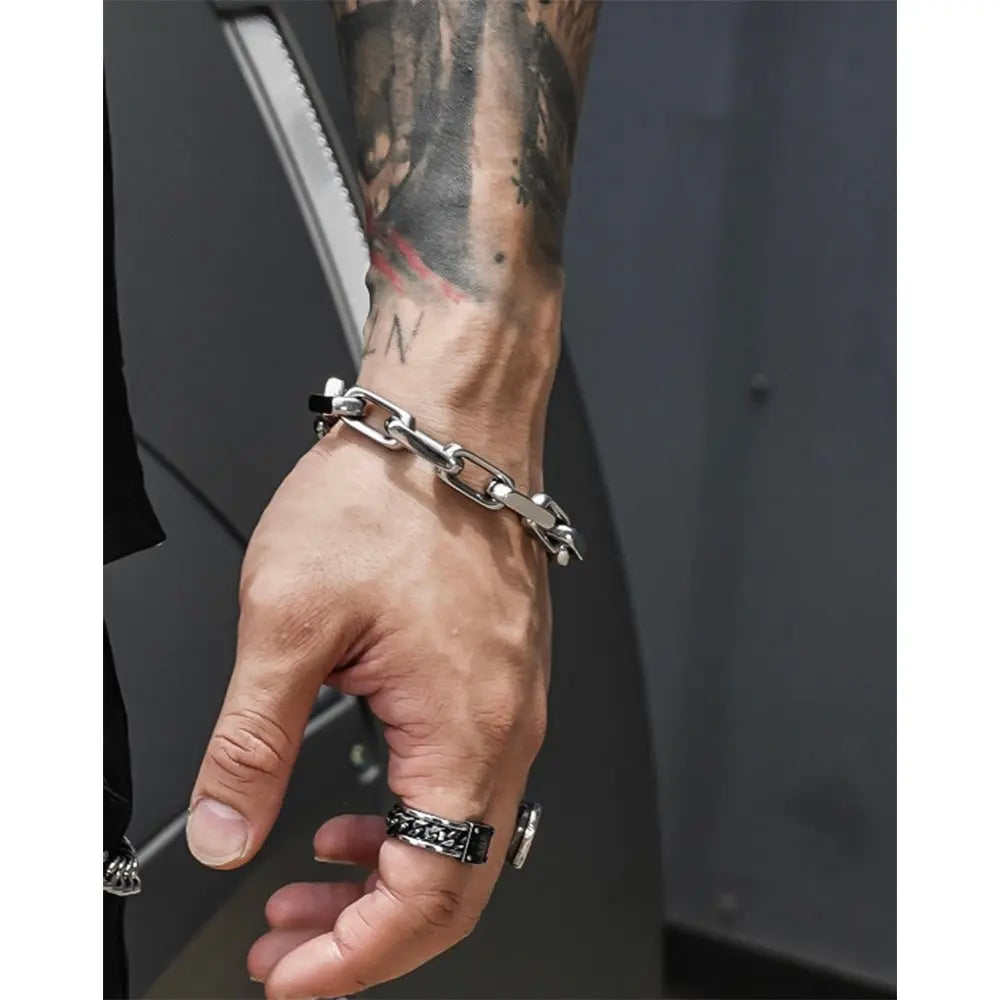 RAWNESS Bracelet Square Link Cuban Chain Titanium Steel RAWNESS