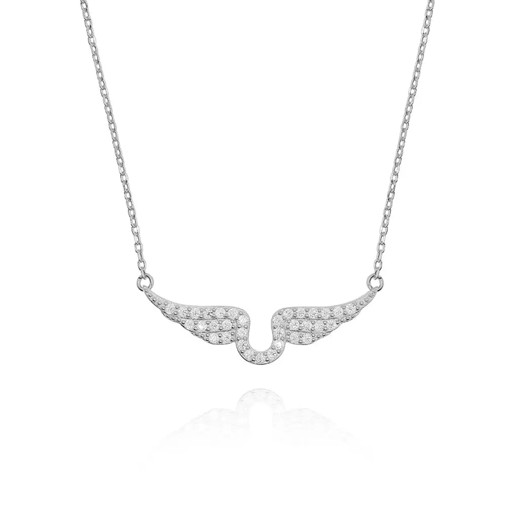 RAWNESS Necklace Angel Wing Chocker Silver Platinum Moissanite RAWNESS