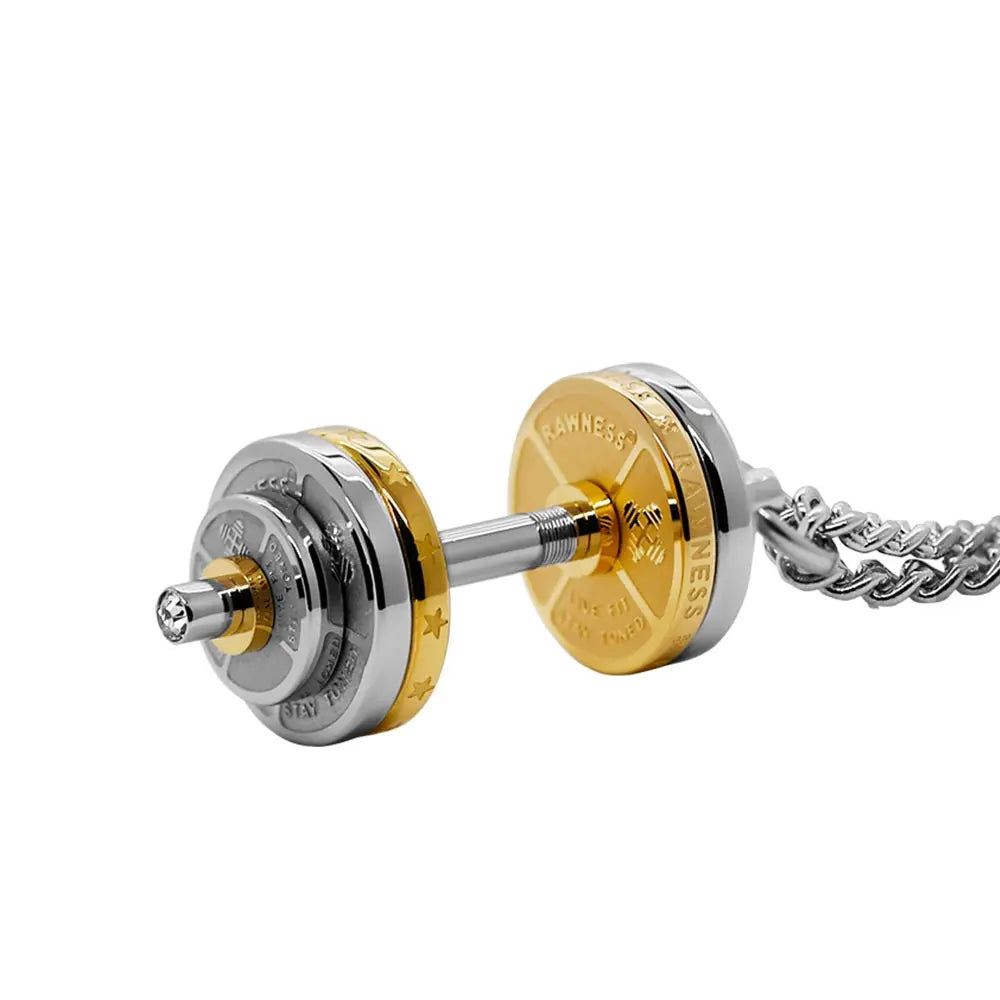 RAWNESS Necklace Barbell Pendant - Fitness Inspired Genderless Design in Gold & Silver - RAWNESS