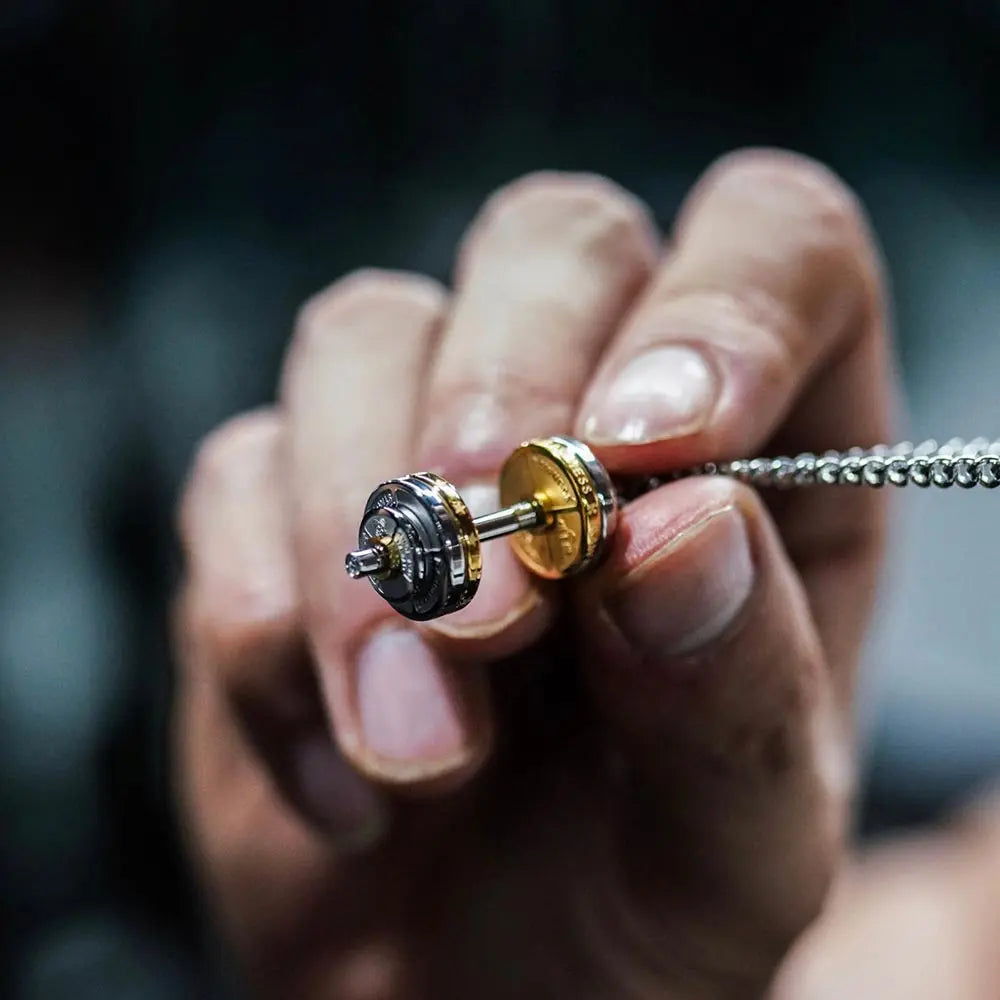 RAWNESS Necklace Barbell Pendant - Fitness Inspired Genderless Design in Gold & Silver - RAWNESS