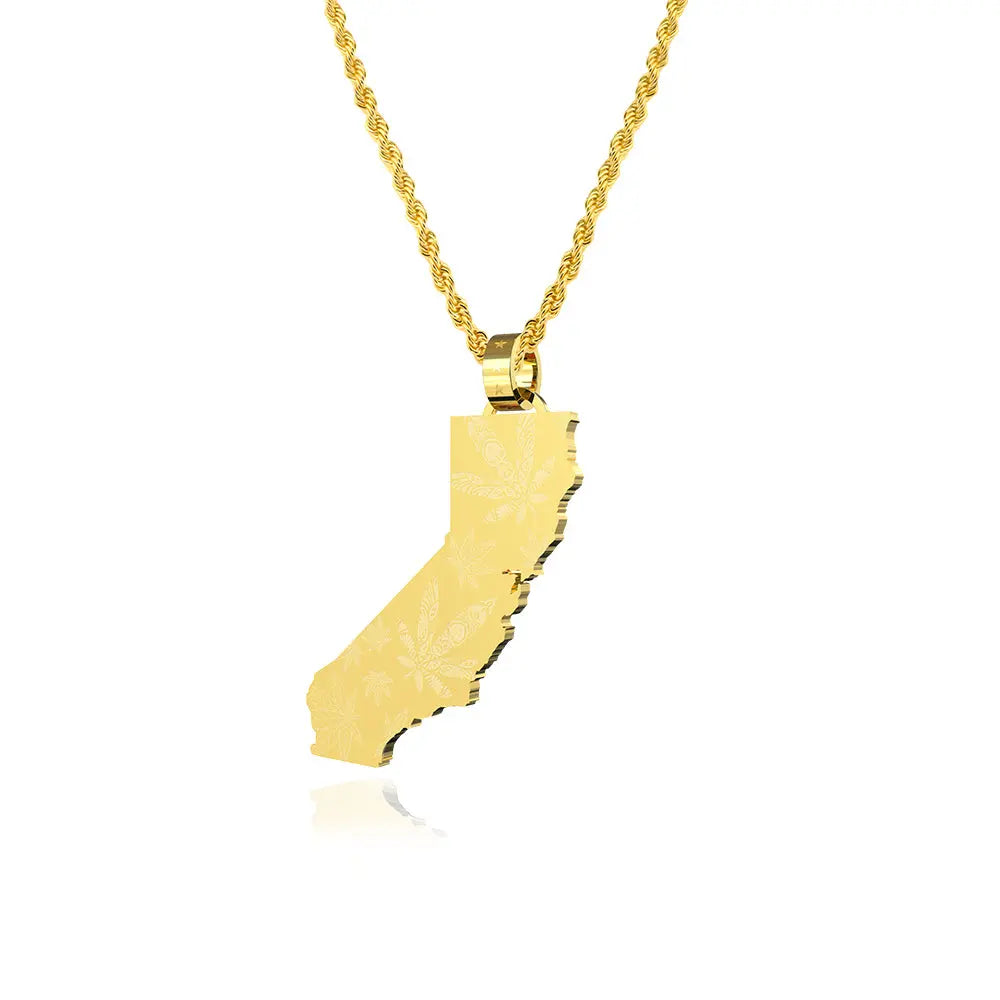 RAWNESS Necklace California Map Shaped Pendant Creativity West Coast - RAWNESS