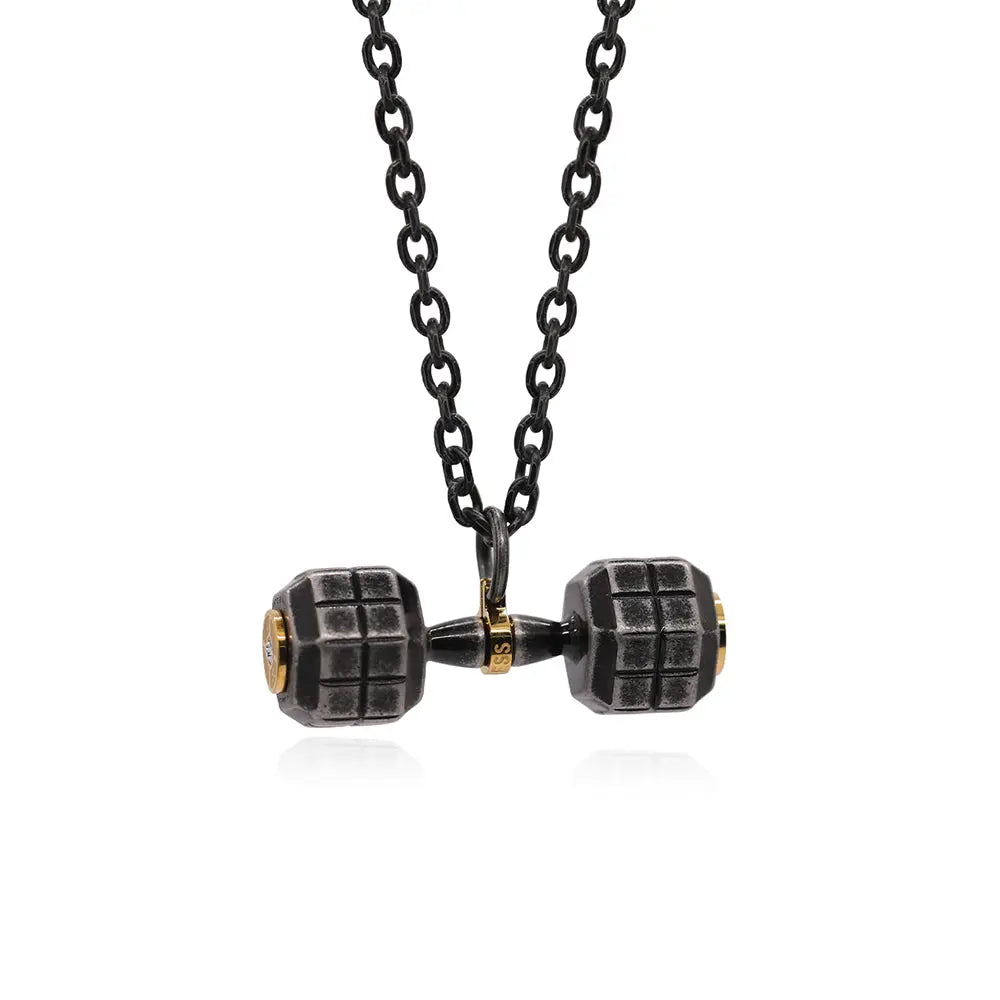 RAWNESS Necklace Diamond-Cut Dumbbell Shaped Pendant - RAWNESS
