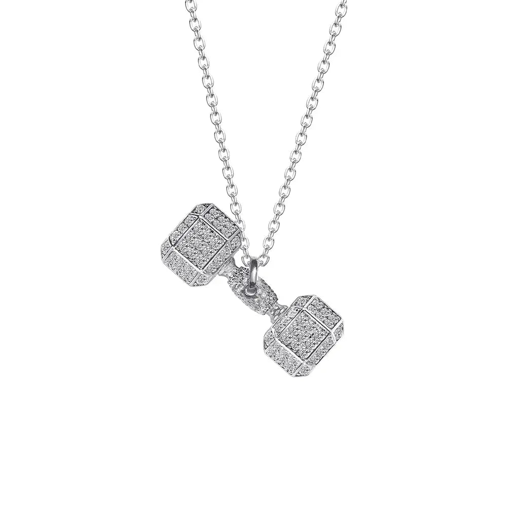 RAWNESS Necklace Dumbbell Shaped Pendant Full Diamond Premium Series - RAWNESS