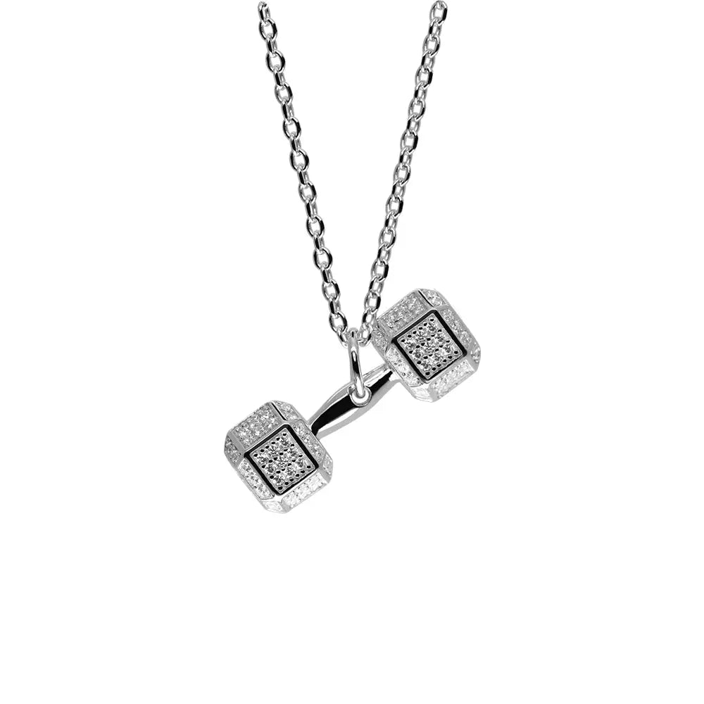 RAWNESS Necklace Dumbbell Shaped Pendant Full Diamond Premium Series - RAWNESS