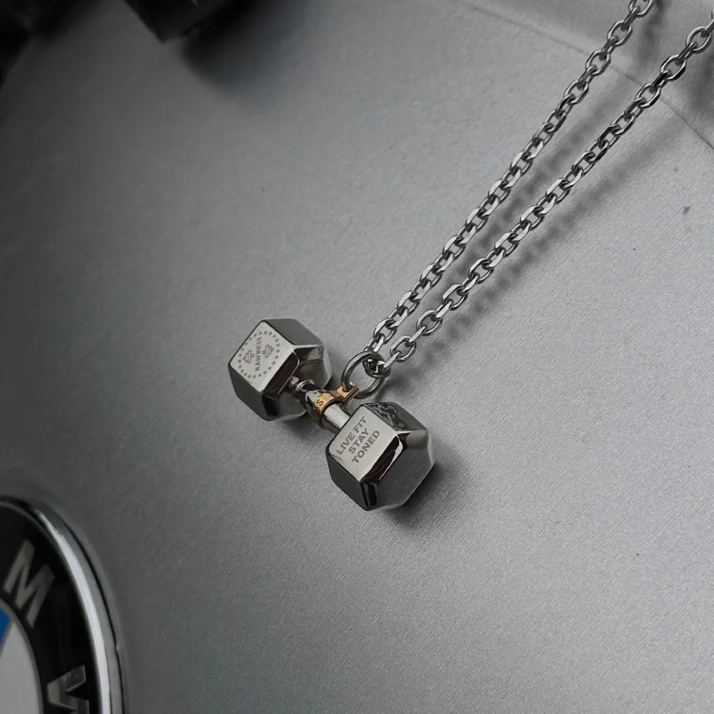 RAWNESS Necklace Dumbbell Shaped Pendant Gold Ring Special Edition - RAWNESS