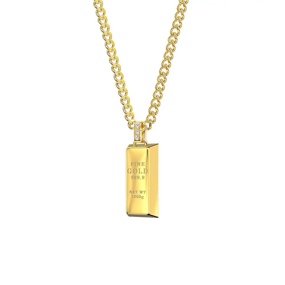 RAWNESS Necklace Gold Brick Shaped - RAWNESS