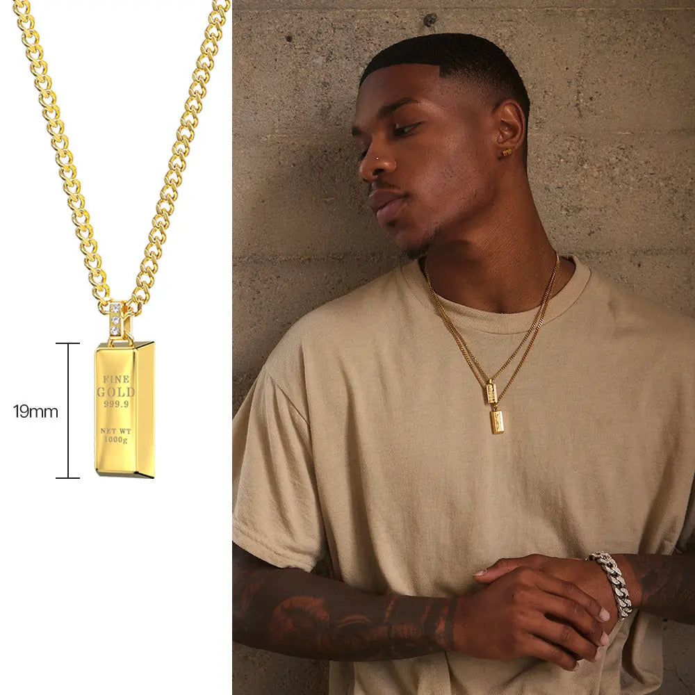 RAWNESS Necklace Gold Brick Shaped - RAWNESS