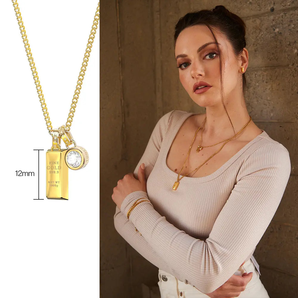 RAWNESS Necklace Gold Brick Shaped - RAWNESS