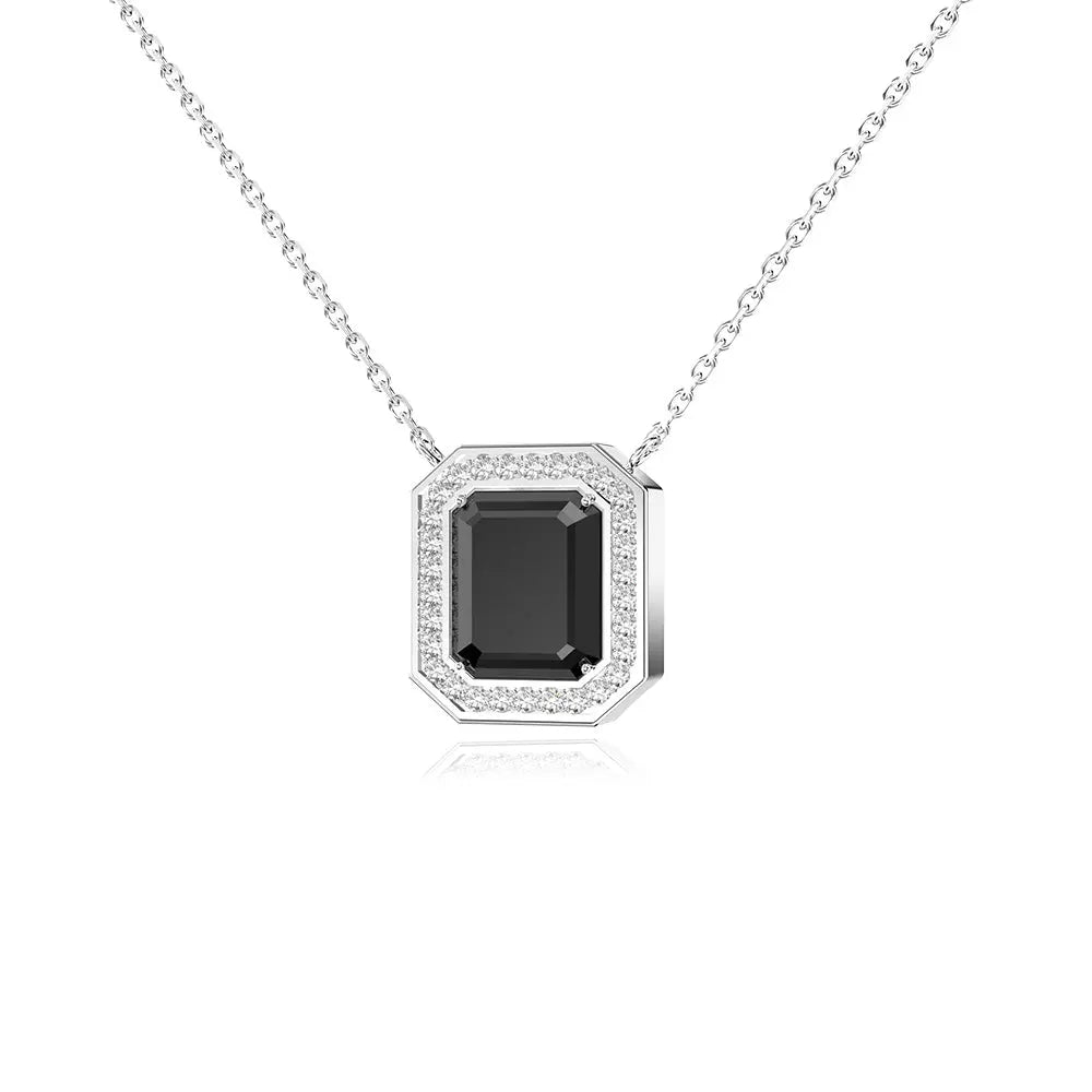 RAWNESS Necklace Ice Cube-Cut Halo Moissanite Diamond Pendant - RAWNESS