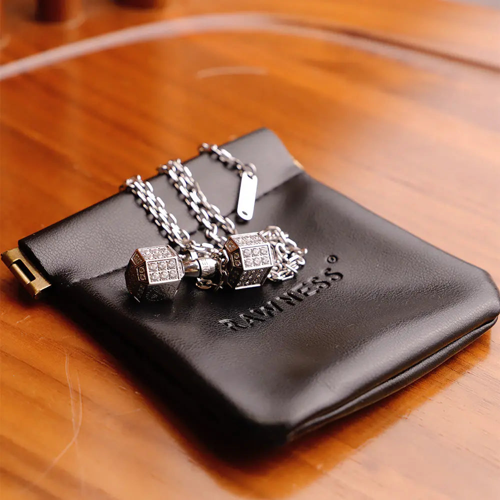 RAWNESS Necklace Iced-out Dumbbell Pendant RAWNESS