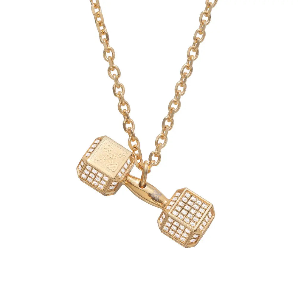 RAWNESS Necklace Iced-out Dumbbell Pendant RAWNESS