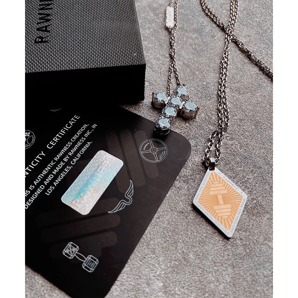 RAWNESS Necklace Moissanite Cross Pendant Timeless Faith Modern Brilliance RAWNESS