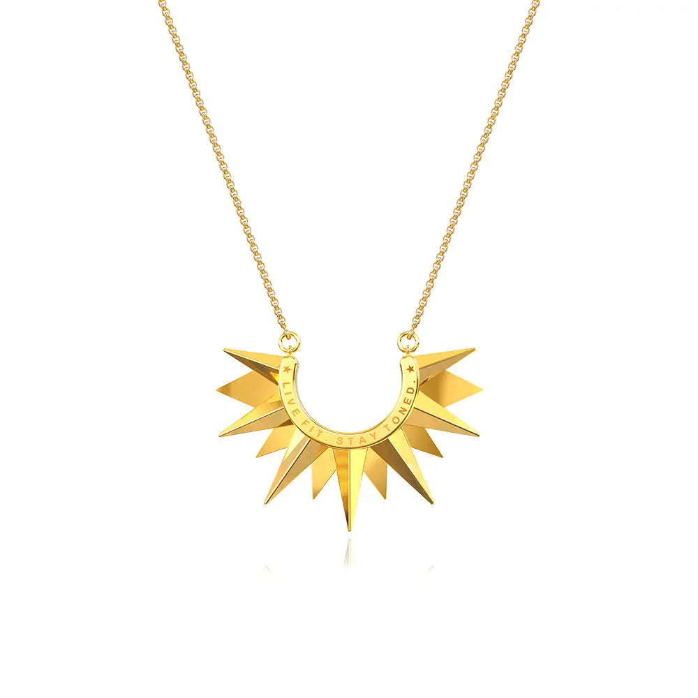 RAWNESS Necklace Sunburst Moissanite Sun Beam Spike Pendant Illuminate Style RAWNESS