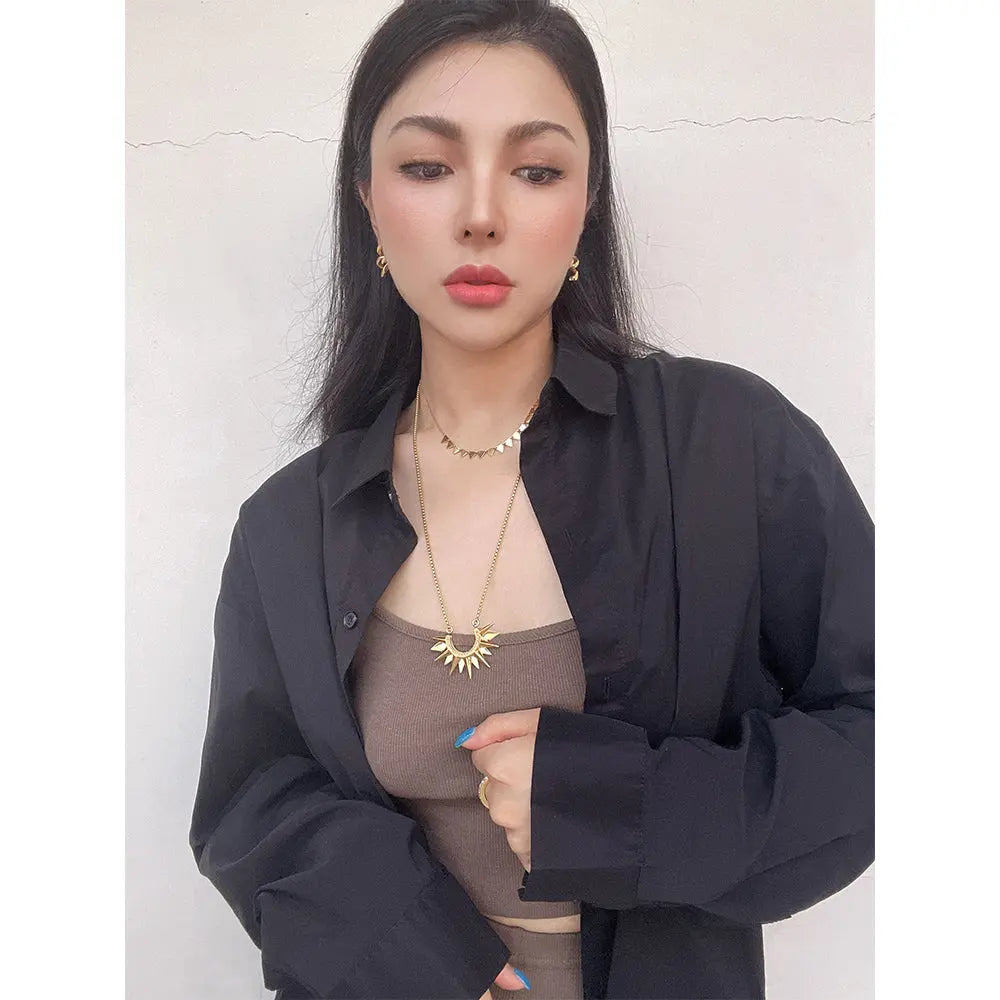 RAWNESS Necklace Sunburst Moissanite Sun Beam Spike Pendant Illuminate Style RAWNESS