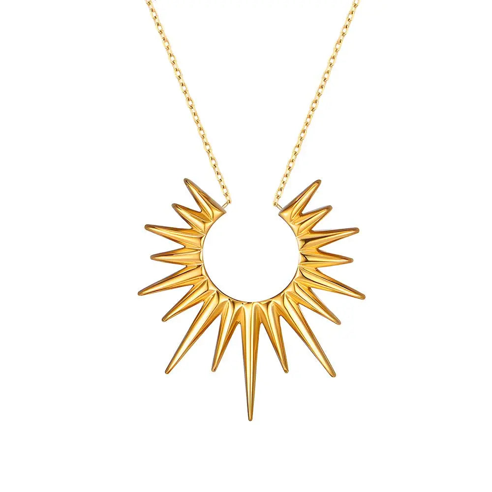 RAWNESS Necklace Ray of Golden Sunshine Shaped Pendant Modern Art - RAWNESS