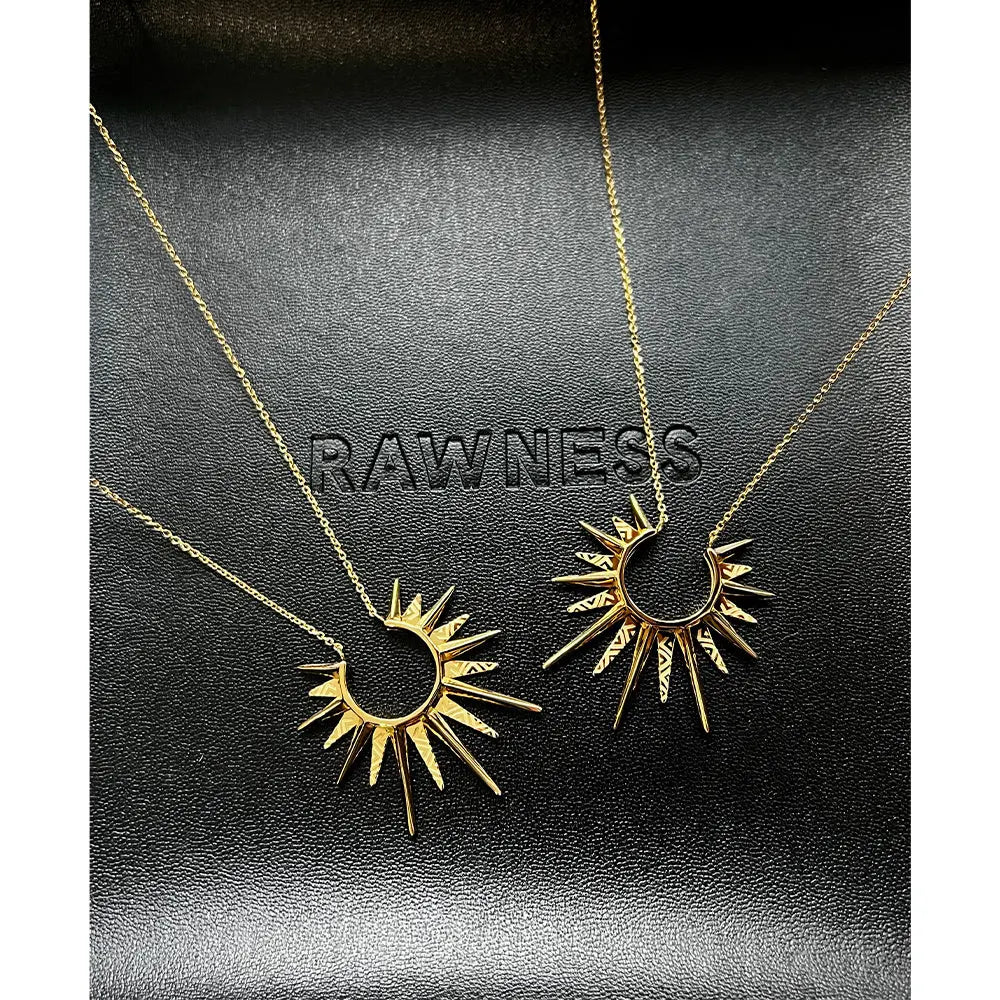 RAWNESS Ray of Sunshine Golden Pendant Modern Art Necklace RAWNESS