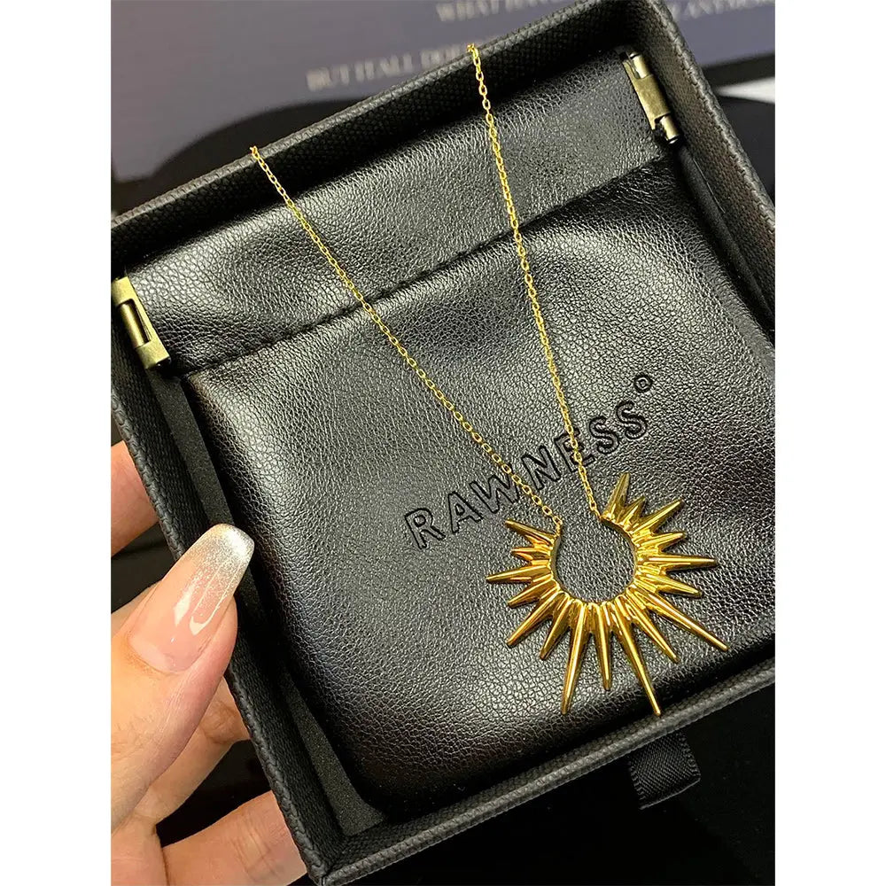 RAWNESS Ray of Sunshine Golden Pendant Modern Art Necklace RAWNESS