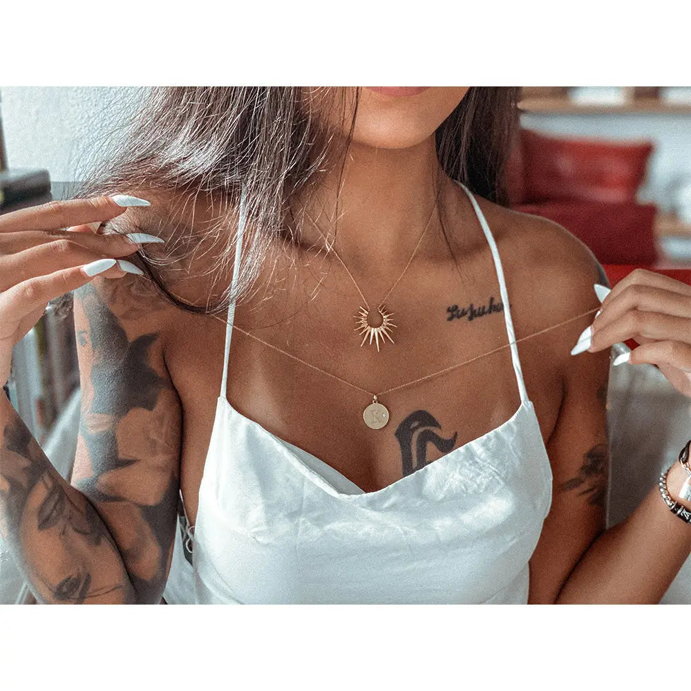 RAWNESS Necklace Ray of Golden Sunshine Shaped Pendant Modern Art - RAWNESS