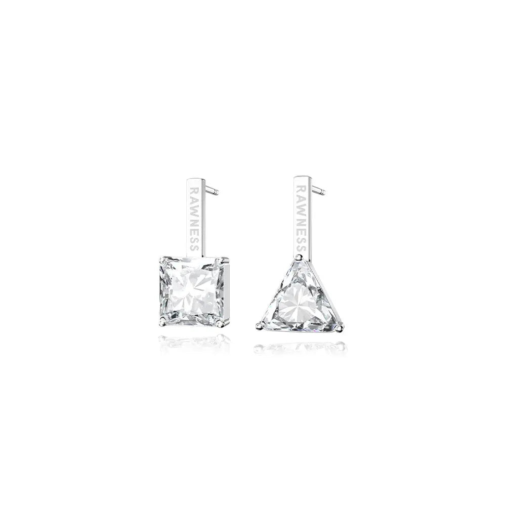 RAWNESS Studs Asymmetrical Moissanite Earrings Bold Modern and Unique RAWNESS