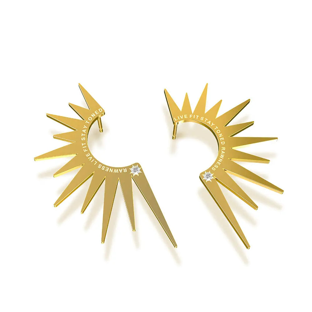 RAWNESS Studs Sunlight Sun Beam Spike Earrings Moissanite Radiate Energy Elegance RAWNESS