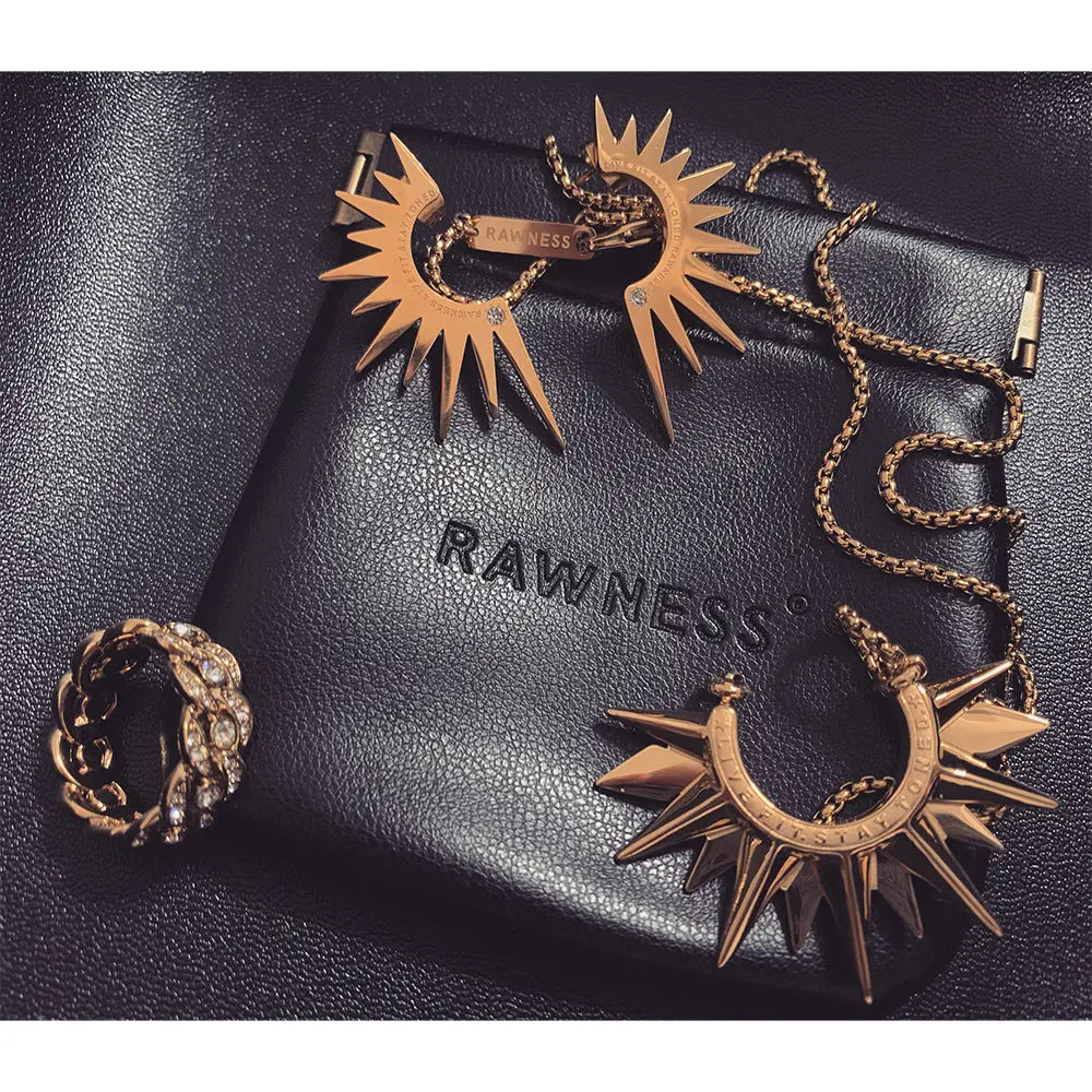 RAWNESS Studs Sunlight Sun Beam Spike Earrings Moissanite Radiate Energy Elegance RAWNESS