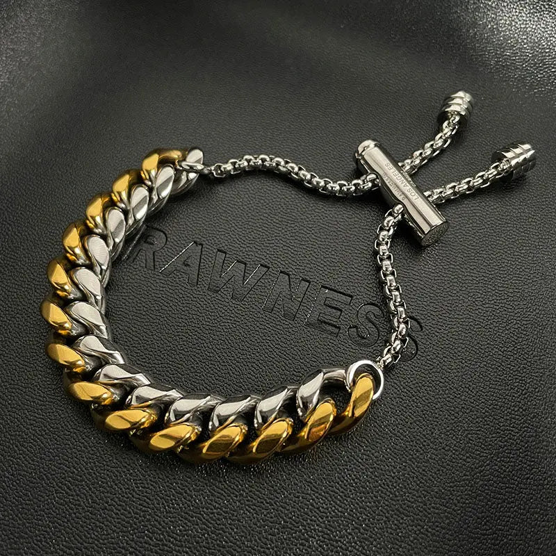 RAWNESS Bracelet Gold & Silver Cuban Link Bold Elegance Timeless Appeal - RAWNESS