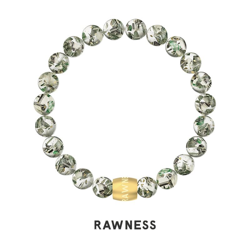 RAWNESS Shattered Dollar Bead Bracelet - Real Dollar Real Gold Flake