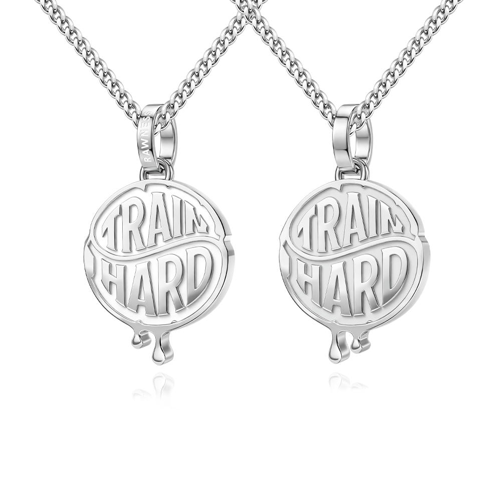 Train Hard Sweat Coin Necklace – Titanium Steel Gym Pendant RAWNESS® | Where Fitness Meets Fashion