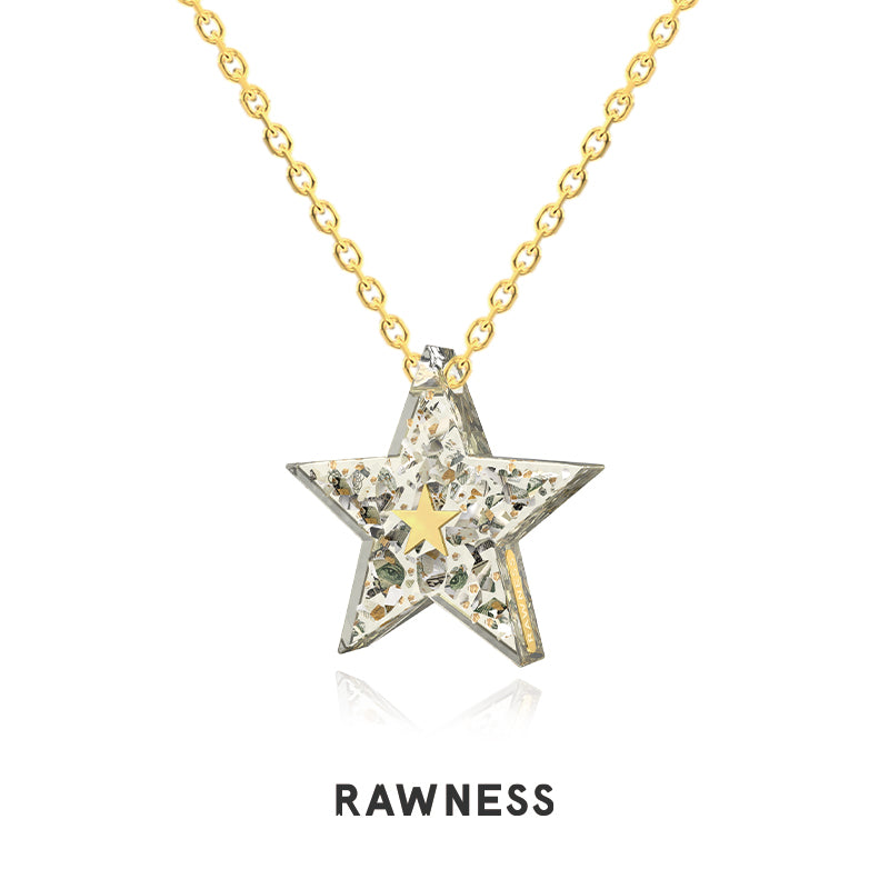 RAWNESS Shattered Dollar Star Pendant Necklace - Real Dollar Real Gold Flake