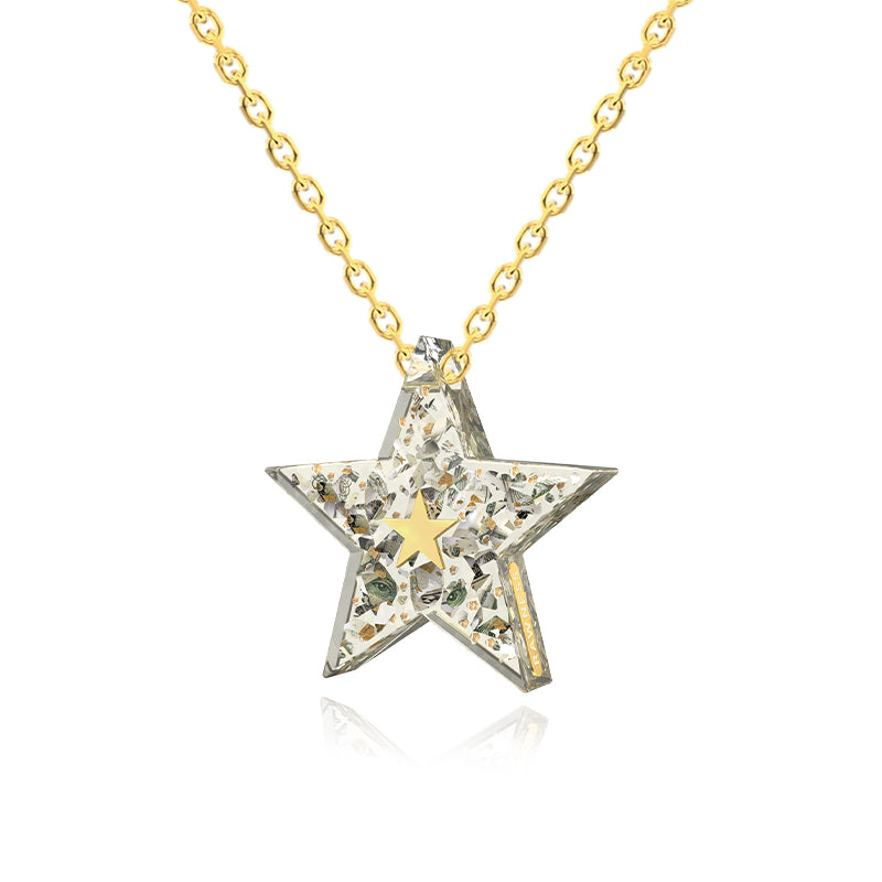 RAWNESS Shattered Dollar Star Pendant Necklace - Real Dollar Real Gold Flake