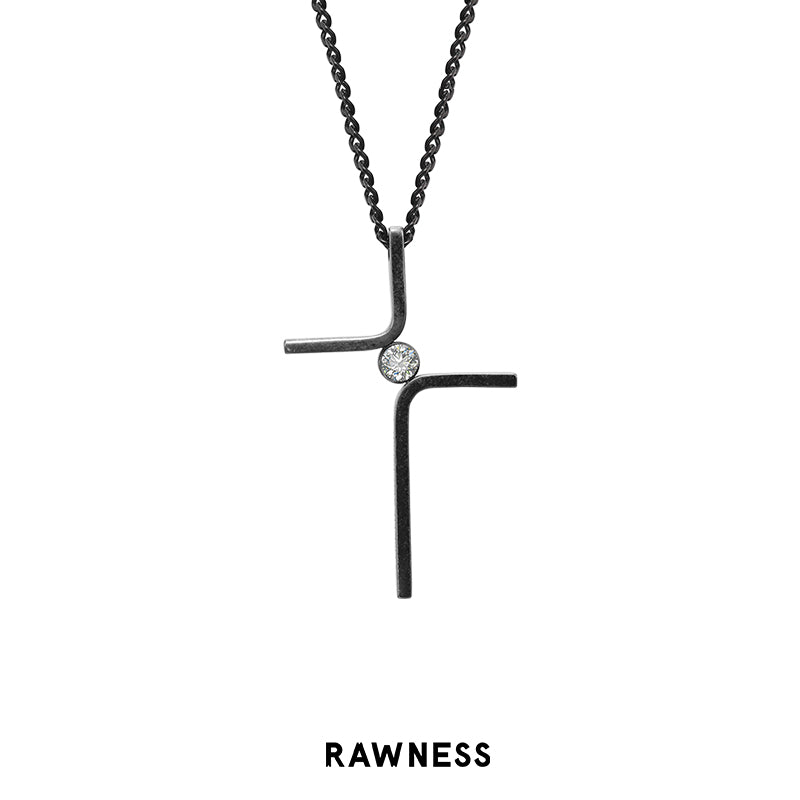 Diamond Link Cross Necklace - RAWNESS